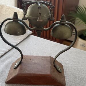 Vintage antique brass horse harness sleigh bell set,